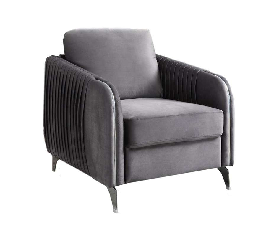 Lilola Home - Hathaway Gray Velvet Modern Chic Accent Armchair - 89725-C veiw 1