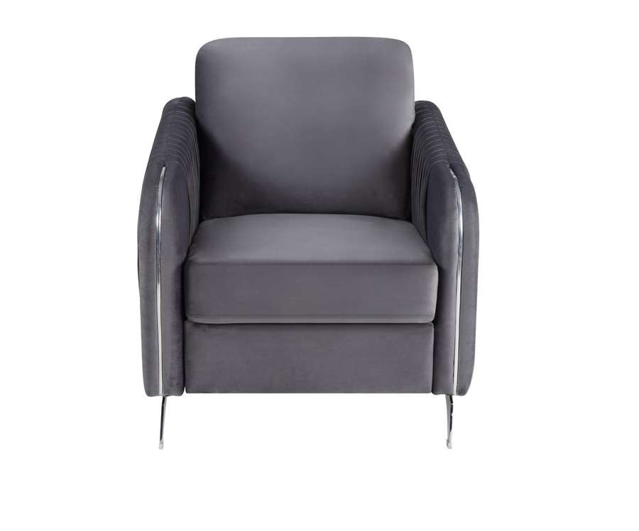 Lilola Home - Hathaway Gray Velvet Modern Chic Accent Armchair - 89725-C veiw 3