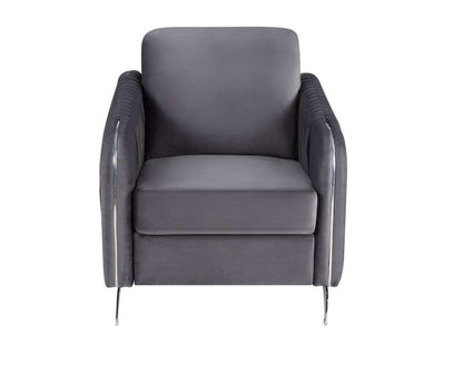 Lilola Home - Hathaway Gray Velvet Modern Chic Accent Armchair - 89725-C veiw 3