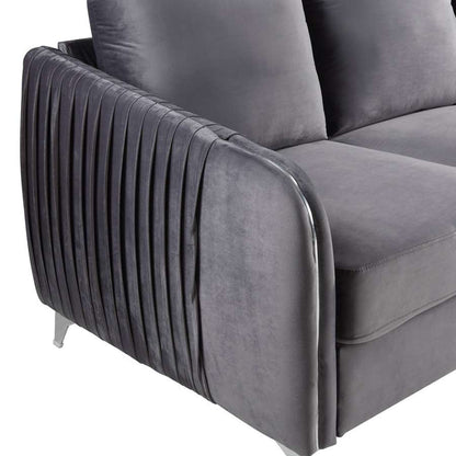 Lilola Home - Hathaway Gray Velvet Modern Chic Accent Armchair - 89725-C veiw 4
