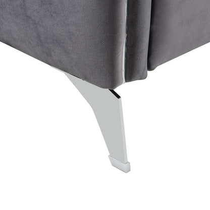 Lilola Home - Hathaway Gray Velvet Modern Chic Accent Armchair - 89725-C veiw 5