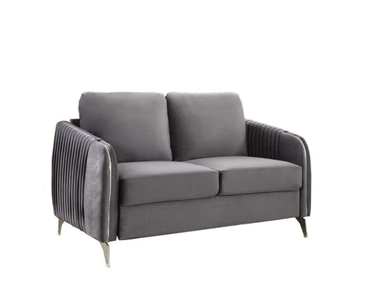 Lilola Home - Hathaway Gray Velvet Modern Chic Loveseat Couch - 89725-L veiw 1