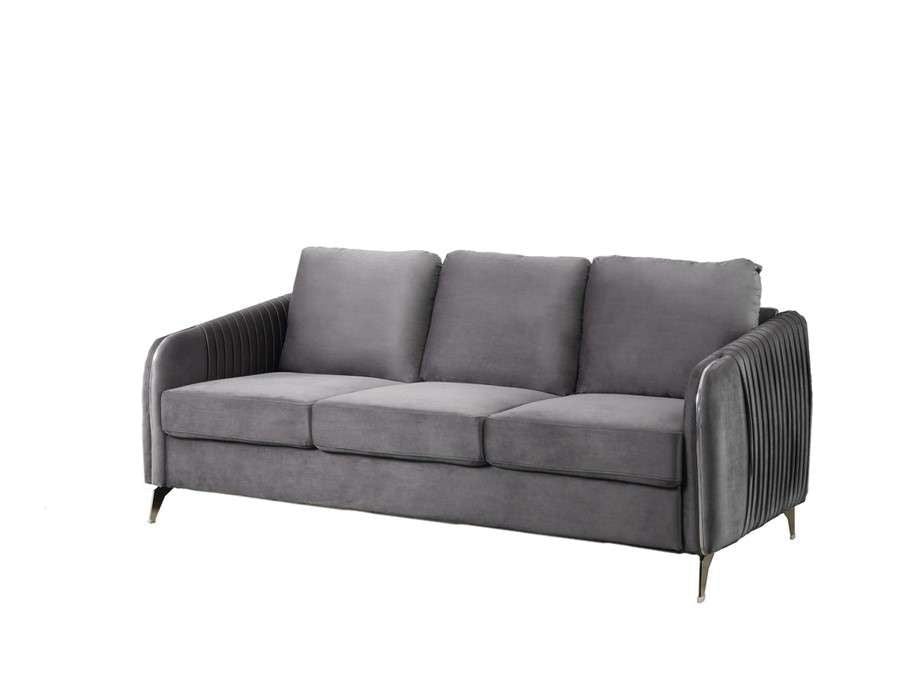Lilola Home - Hathaway Gray Velvet Modern Chic Sofa Couch - 89725-S veiw 1