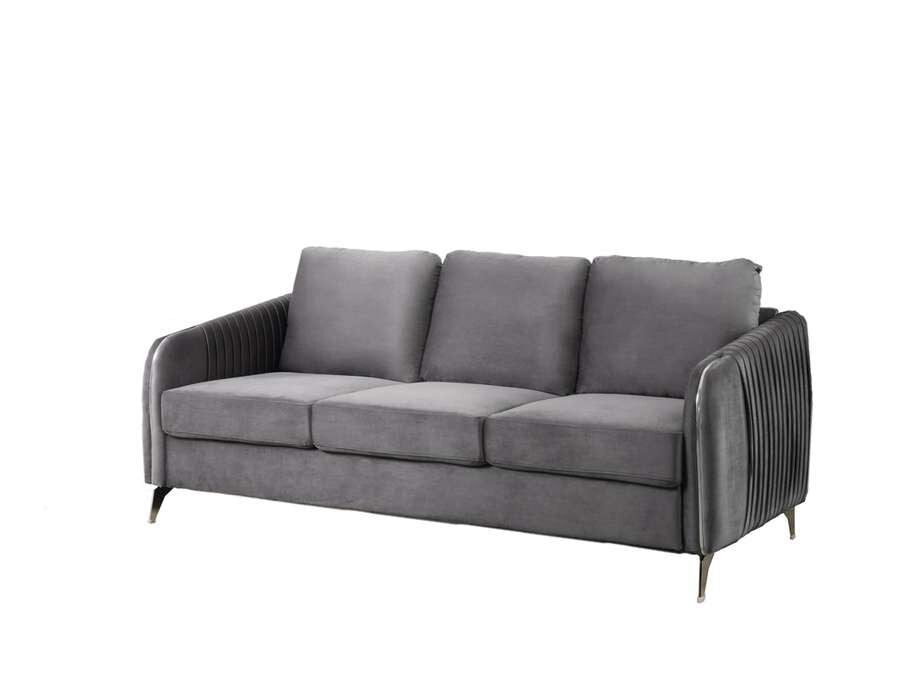Lilola Home - Hathaway Gray Velvet Modern Chic Sofa Couch - 89725-S veiw 2