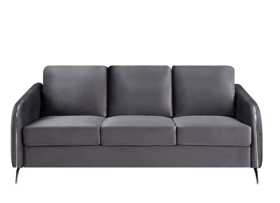 Lilola Home - Hathaway Gray Velvet Modern Chic Sofa Couch - 89725-S veiw 3