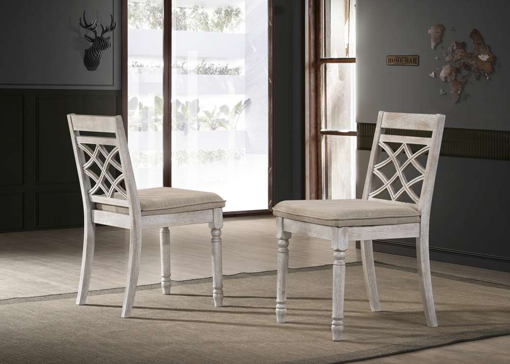 Lilola Home Havanna (Set of 2) Off White 19in Wide Contemporary Fabric Chair with Cushion - 30001-C veiw 1