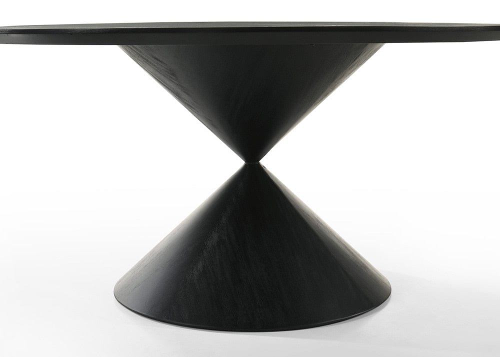 Lilola Home - Haven 59in Round Ebony Black Pedestal Dining Table with Hourglass Base - 30055 veiw 3