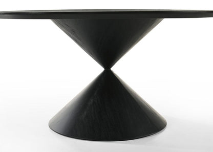 Lilola Home - Haven 59in Round Ebony Black Pedestal Dining Table with Hourglass Base - 30055 veiw 3