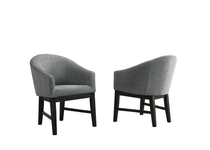 Lilola Home - Haven Set of 2 Gray Fabric Barrel Dining Chair with Black Finish Legs - 30055-C veiw 1
