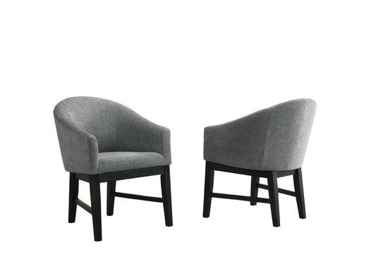 Lilola Home - Haven Set of 2 Gray Fabric Barrel Dining Chair with Black Finish Legs - 30055-C veiw 1