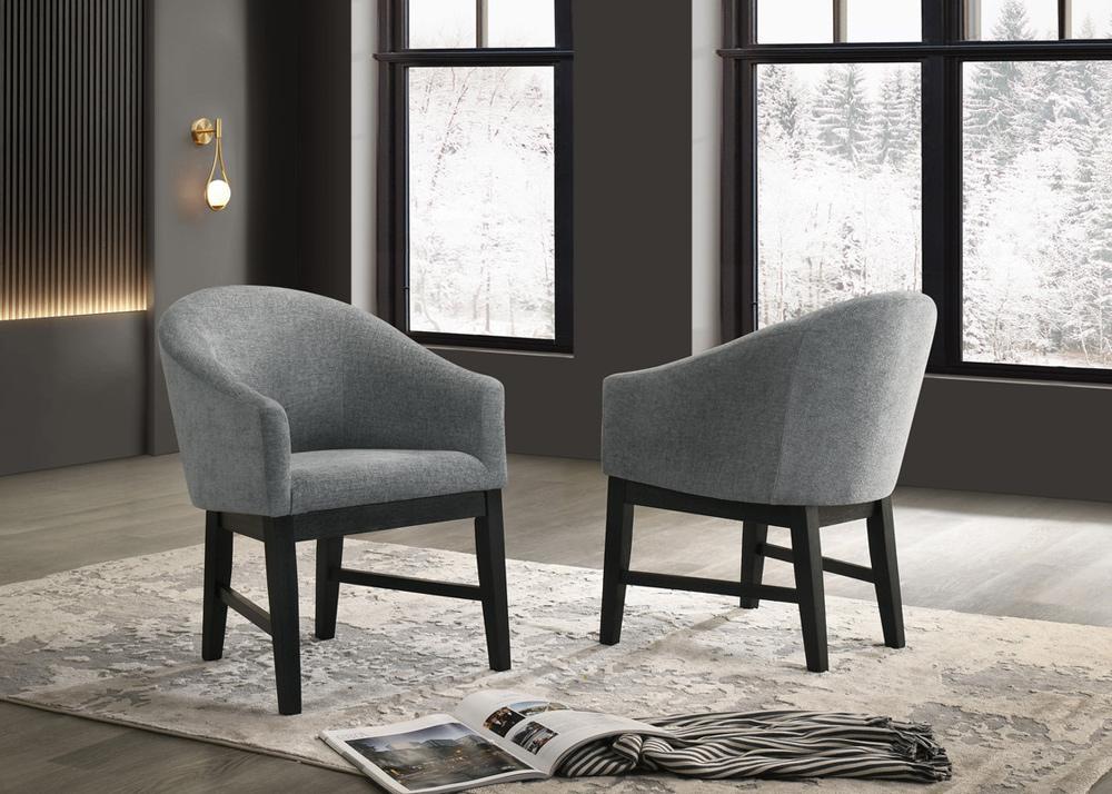 Lilola Home - Haven Set of 2 Gray Fabric Barrel Dining Chair with Black Finish Legs - 30055-C veiw 2