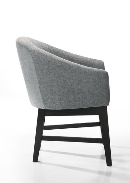Lilola Home - Haven Set of 2 Gray Fabric Barrel Dining Chair with Black Finish Legs - 30055-C veiw 4
