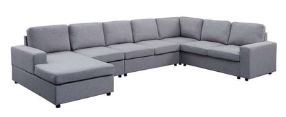 Lilola Home - Hayden Light Gray Linen 7 Seat Reversible Modular Sectional Sofa Chaise - 881802-5 veiw 2