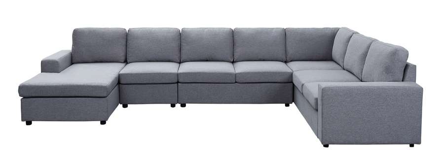 Lilola Home - Hayden Light Gray Linen 7 Seat Reversible Modular Sectional Sofa Chaise - 881802-5 veiw 3