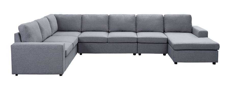 Lilola Home - Hayden Light Gray Linen 7 Seat Reversible Modular Sectional Sofa Chaise - 881802-5 veiw 4
