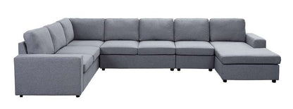 Lilola Home - Hayden Light Gray Linen 7 Seat Reversible Modular Sectional Sofa Chaise - 881802-5 veiw 4