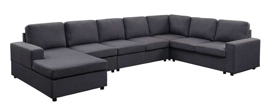 Lilola Home - Hayden Modular Sectional Sofa with Reversible Chaise in Dark Gray Linen - 881801-5 veiw 2