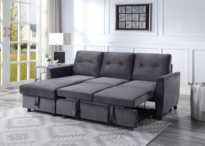 Lilola Home - Hudson Dark Gray Velvet Reversible Sleeper Sectional Sofa with Storage Chaise - 89330 veiw 2