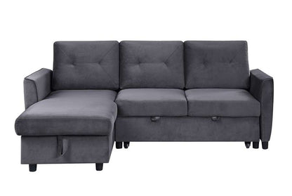 Lilola Home - Hudson Dark Gray Velvet Reversible Sleeper Sectional Sofa with Storage Chaise - 89330 veiw 4