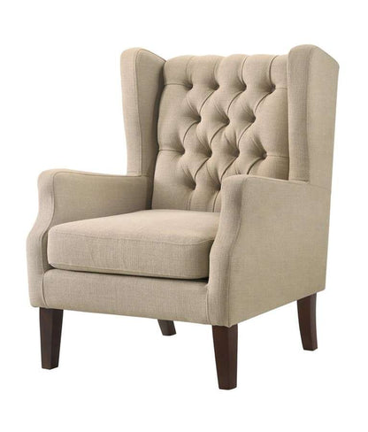 Lilola Home - Irwin Beige Linen Button Tufted Wingback Chair - 88862BE veiw 1