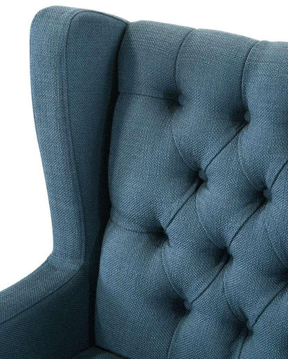 Lilola Home - Irwin Blue Linen Button Tufted Wingback Chair - 88862BU veiw 4