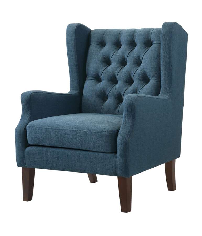Lilola Home - Irwin Blue Linen Button Tufted Wingback Chair - 88862BU veiw 5