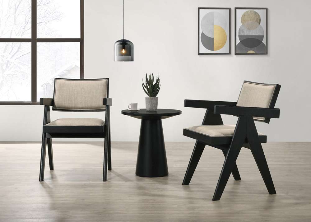 Lilola Home - Jasper 21inW 3-Piece Ebony Black Arm Chairs and Console Table Set - 30023-1 veiw 6