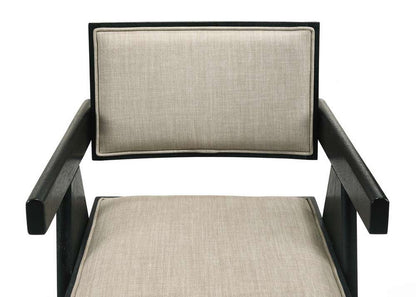Lilola Home - Jasper 21inW Set of 2 Ebony Black Dining Arm Chairs with Beige Upholstered Seat - 30023-C veiw 2