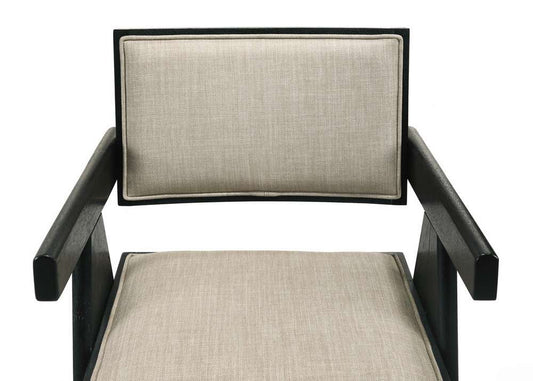 Lilola Home - Jasper 21inW Set of 2 Ebony Black Dining Arm Chairs with Beige Upholstered Seat - 30023-C veiw 2