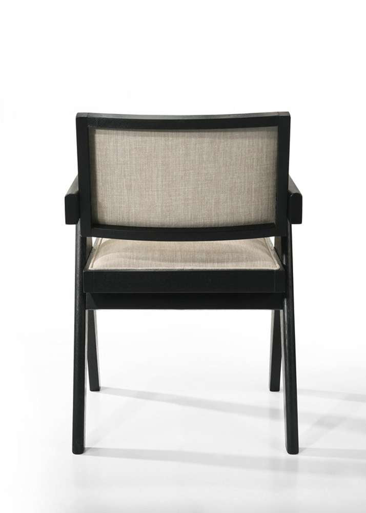 Lilola Home - Jasper 21inW Set of 2 Ebony Black Dining Arm Chairs with Beige Upholstered Seat - 30023-C veiw 3