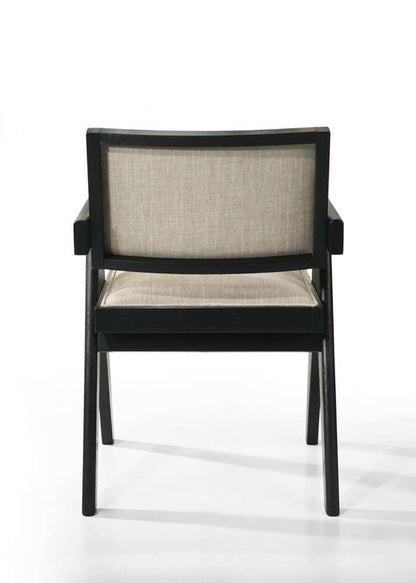 Lilola Home - Jasper 21inW Set of 2 Ebony Black Dining Arm Chairs with Beige Upholstered Seat - 30023-C veiw 3