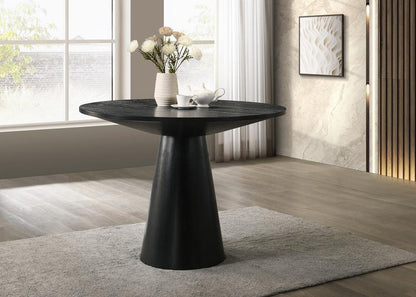 Lilola Home - Jasper 47in Round Ebony Black Counter Height Table with Pedestal Base - 30050 veiw 2