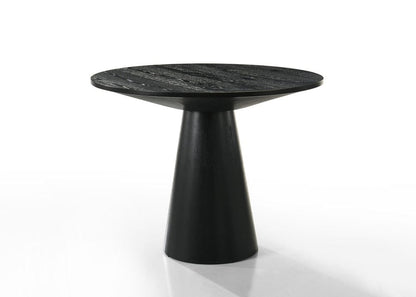 Lilola Home - Jasper 5Pc 47in Round Ebony Black Pedestal Counter Height Set with Beige Upholstered Chairs - 30050-1 veiw 3