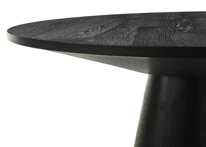 Lilola Home - Jasper 5Pc 47in Round Ebony Black Pedestal Counter Height Set with Beige Upholstered Chairs - 30050-1 veiw 4
