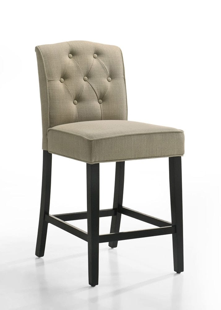 Lilola Home - Jasper 5Pc 47in Round Ebony Black Pedestal Counter Height Set with Beige Upholstered Chairs - 30050-1 veiw 6