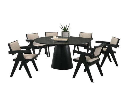 Lilola Home - Jasper 7-Piece Ebony Black 59inW Round Dining Set - 30023-3 veiw 1