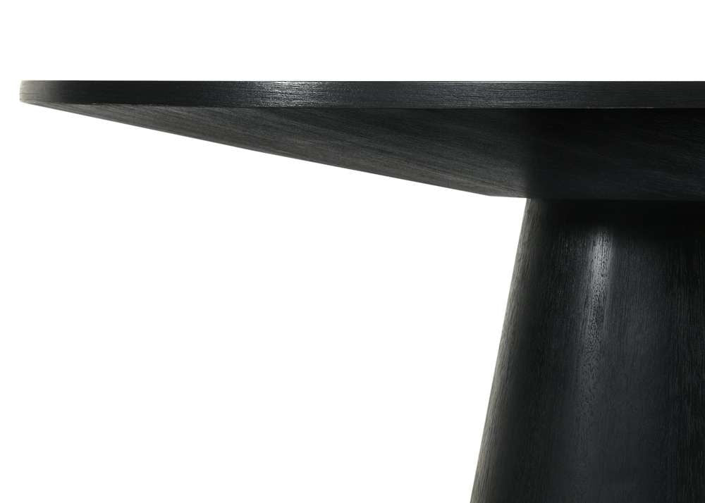 Lilola Home Jasper Ebony Black 3 Piece 59in Wide Contemporary Round Dining Table Set with Beige Fabric Chairs - 30016-2 veiw 6