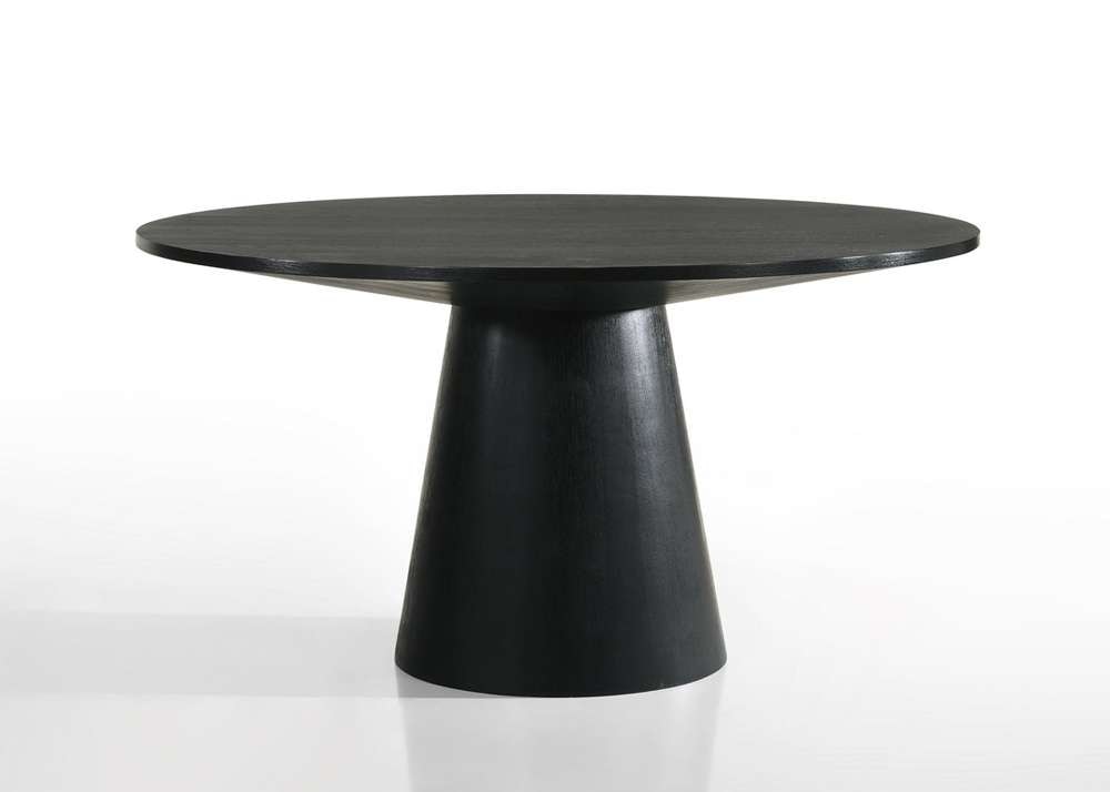 Lilola Home Jasper Ebony Black 5 Piece 59in Wide Contemporary Round Dining Table Set with Beige Fabric Chairs - 30016-1 veiw 5