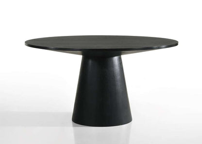 Lilola Home Jasper Ebony Black 5 Piece 59in Wide Contemporary Round Dining Table Set with Beige Fabric Chairs - 30016-1 veiw 5