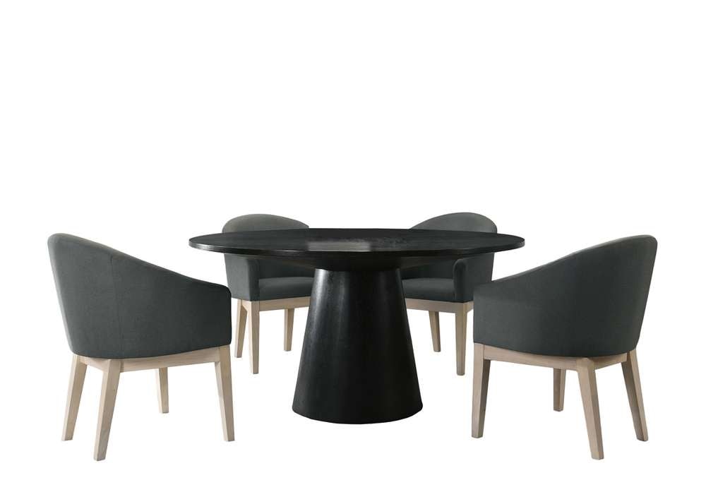Lilola Home - Jasper Ebony Black 5 Piece Round Dining Table Set with Gray Chairs - 30016-3 veiw 2