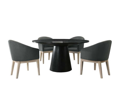 Lilola Home - Jasper Ebony Black 5 Piece Round Dining Table Set with Gray Chairs - 30016-3 veiw 2