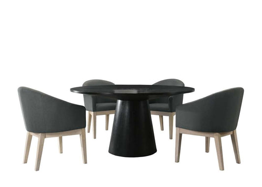 Lilola Home - Jasper Ebony Black 5 Piece Round Dining Table Set with Gray Chairs - 30016-3 veiw 2
