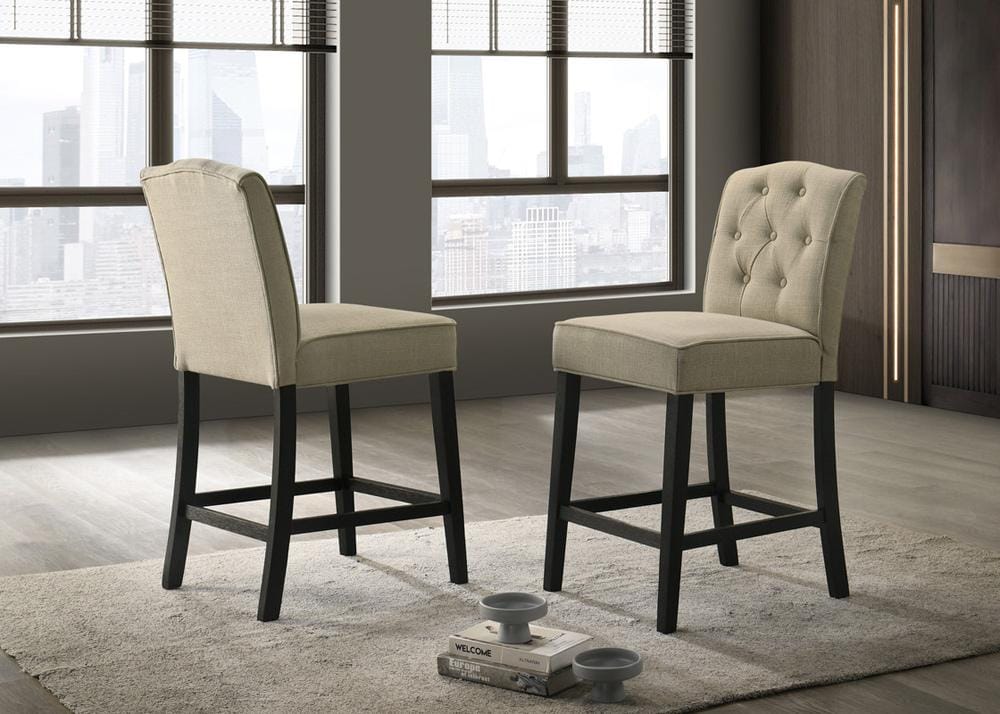 Lilola Home - Jasper Set of 2 Beige Fabric Counter Height Chairs with Black Finish Legs - 30050-C veiw 2