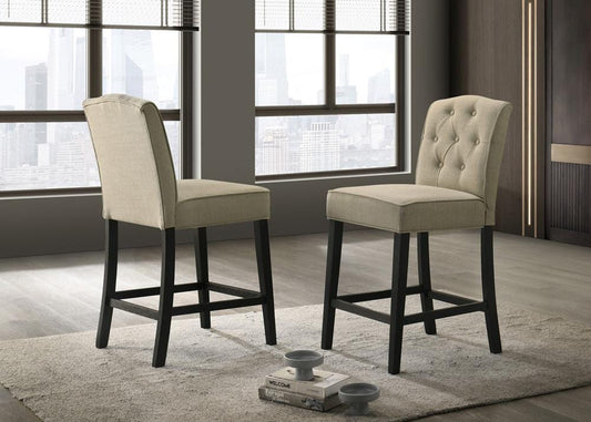 Lilola Home - Jasper Set of 2 Beige Fabric Counter Height Chairs with Black Finish Legs - 30050-C veiw 2