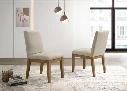 Lilola Home - Jasper (Set of 2) Driftwood Finish Contemporary Beige Fabric Dining Chair - 30018-C veiw 1