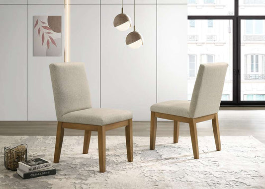 Lilola Home - Jasper (Set of 2) Driftwood Finish Contemporary Beige Fabric Dining Chair - 30018-C veiw 1