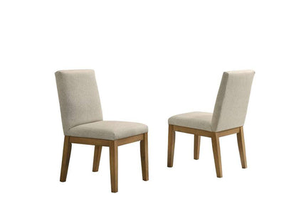 Lilola Home - Jasper (Set of 2) Driftwood Finish Contemporary Beige Fabric Dining Chair - 30018-C veiw 2