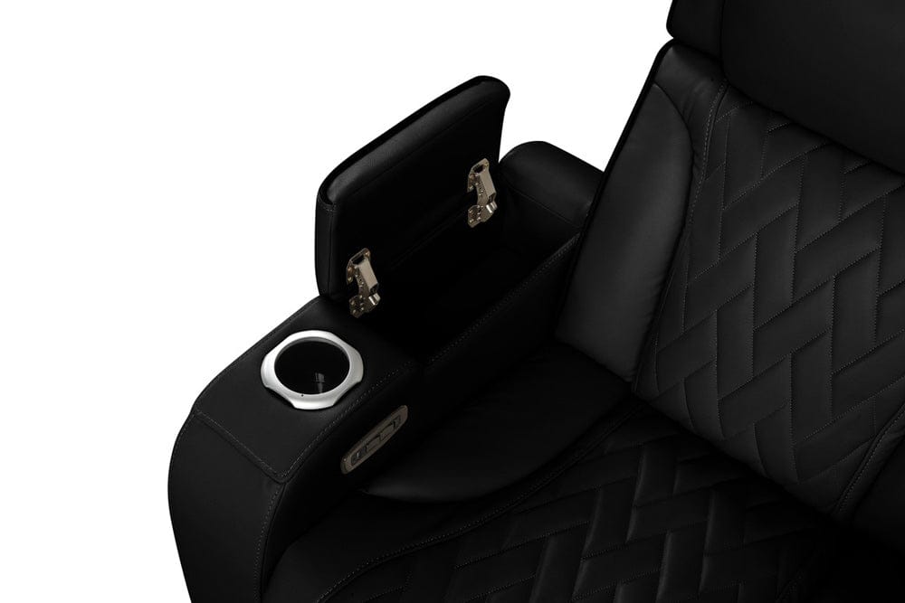 Lilola Home - Jazz 117"W Black Leather Aire Transformer Power Reclining Sectional Sofa with Power Headrest, Bluetooth Speakers, LED Lights, USB & USB-C Ports, Storage & Cupholders - 81642