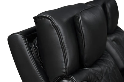 Lilola Home - Jazz 74"W Black Leather Aire Transformer Power Reclining Loveseat with Power Headrest, Bluetooth Speakers, LED Lights, USB & USB-C Ports, Storage & Cupholders - 81640-L view 5