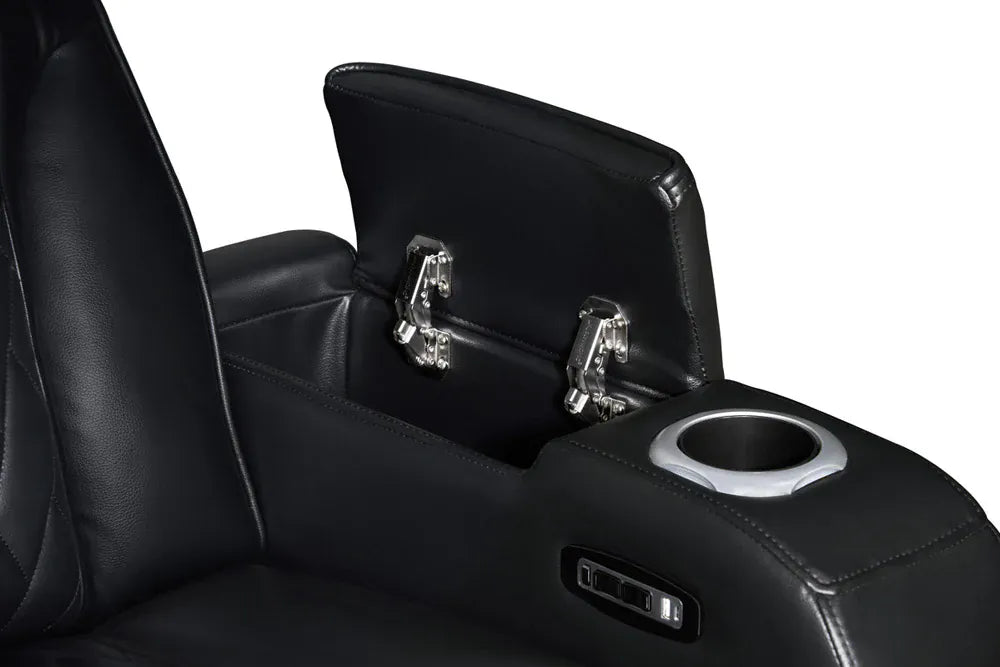 Lilola Home - Jazz 74"W Black Leather Aire Transformer Power Reclining Loveseat with Power Headrest, Bluetooth Speakers, LED Lights, USB & USB-C Ports, Storage & Cupholders - 81640-L view 8